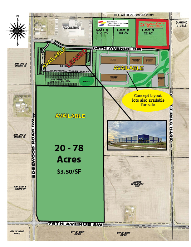 Edgewood Logistics Park site plan identifying tenants and available space